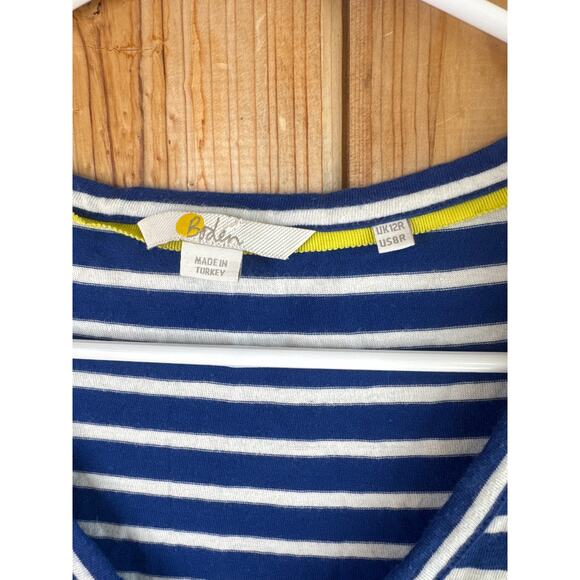 Boden Imogen Jersey Striped Dress 8R – Blue & White Stripes, V-Neck, 1/4 Sleeves - Picture 3 of 7